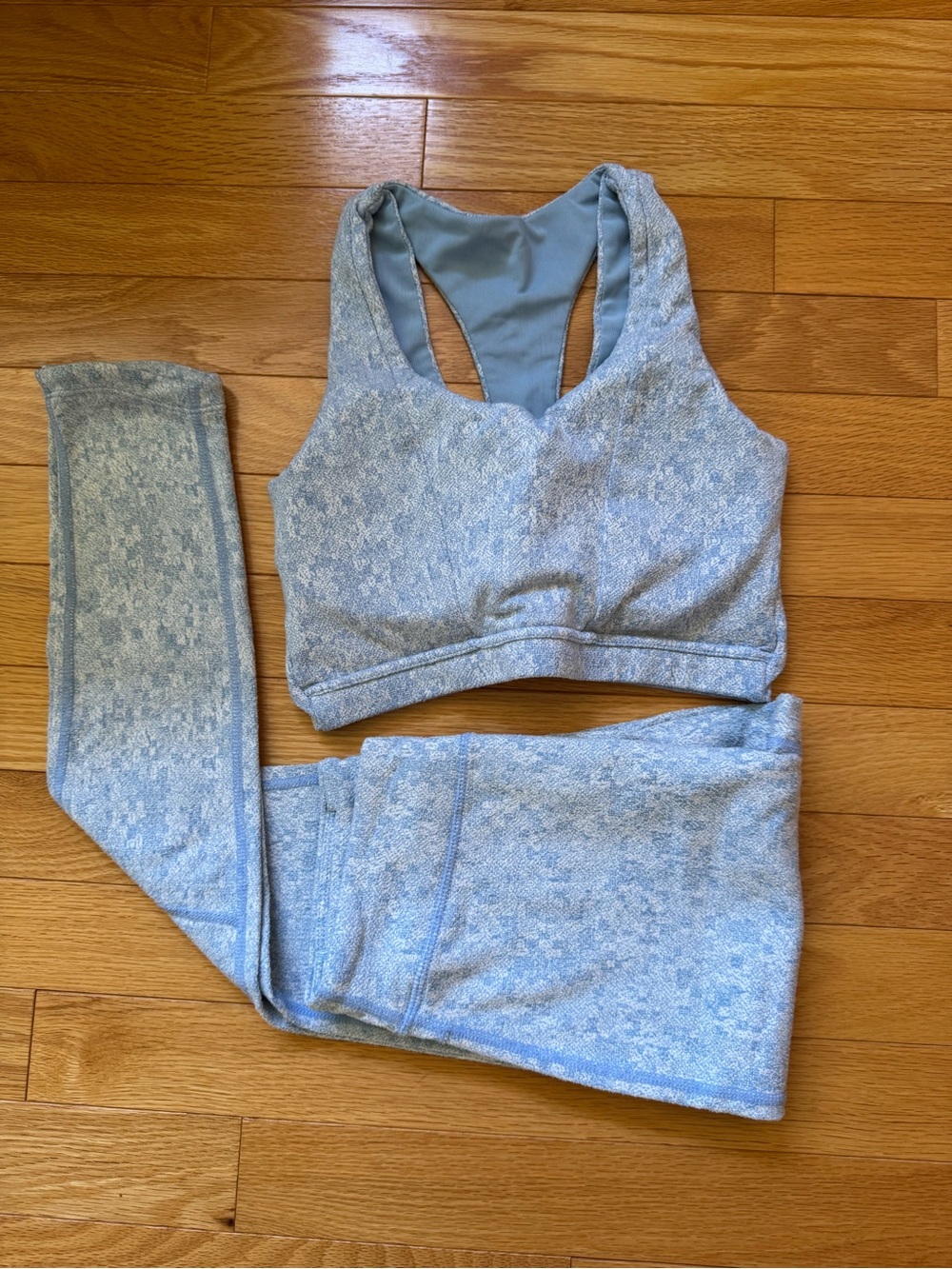 Gymshark Light Blue Seamless Racerback Sports Bra & Leggings Set